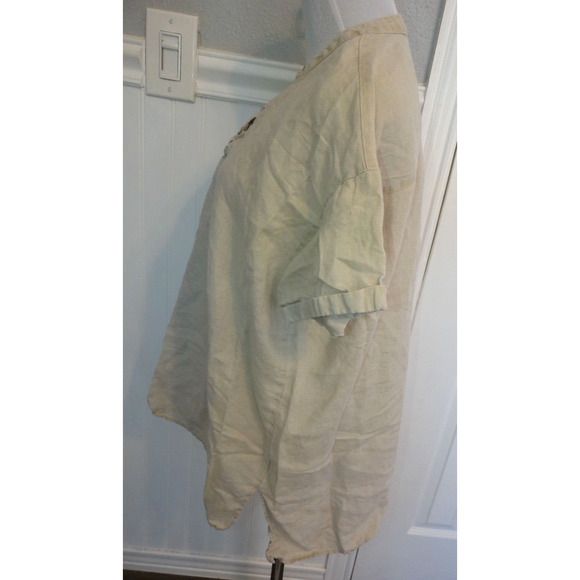 ELLEN TRACEY SHIRT 1/4 BRAID PULLOVER LINEN CREAM SOLID WOMEN S SIZE XL - Picture 4 of 11